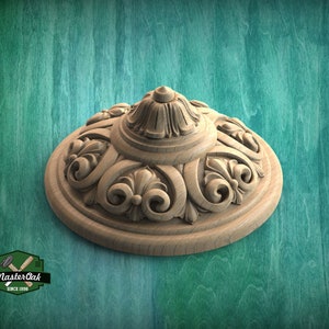 Ornate Wooden Ceiling Rosette with Acanthus Leaf Design, 1 pc, Unpainted, Home Wall Embellishments, round wooden trims, wood wall art decor
