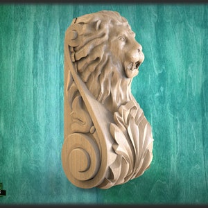 Antique-Style Carved Architectural Corbel Lion, Unpainted, 1pc