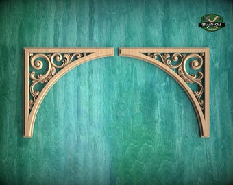 Par de tallas de madera arqueadas, juego de 2 piezas, madera decorativa, incrustaciones de madera dura de estilo clásico con motivos de acanto para gabinetes.