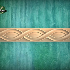 Skandinavisch inspirierte Endlosschleife, 40 ""Elegantes Holzdetail, 1 Stück, unlackiert, geschnitztes Baguette."