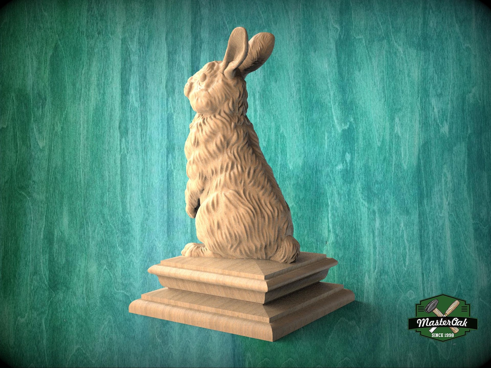 Rabbit Version #2 Wooden Finial for Staircase Newel Post, Rabbit Finial ...