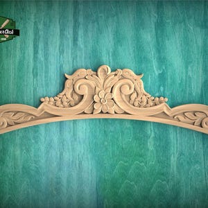 Natural Wood Onlay with Floral and Scrollwork Design-Classic Decorative Accent, 1pc, Unpainted, Perfect for Cabinet and Furniture Decoration