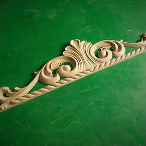 Unpainted Wood Carved Applique Onlay, 1pc, Home Wall Embellishments, Furniture Carving, Wood Onlay