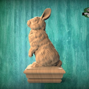 Rabbit Wooden Finial for Staircase Newel Post, Rabbit Finial Bed Post ...