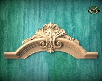 Carved Arched element of wood, 1pc, Home Wall Embellishments, Furniture Carving, Wood Onlay