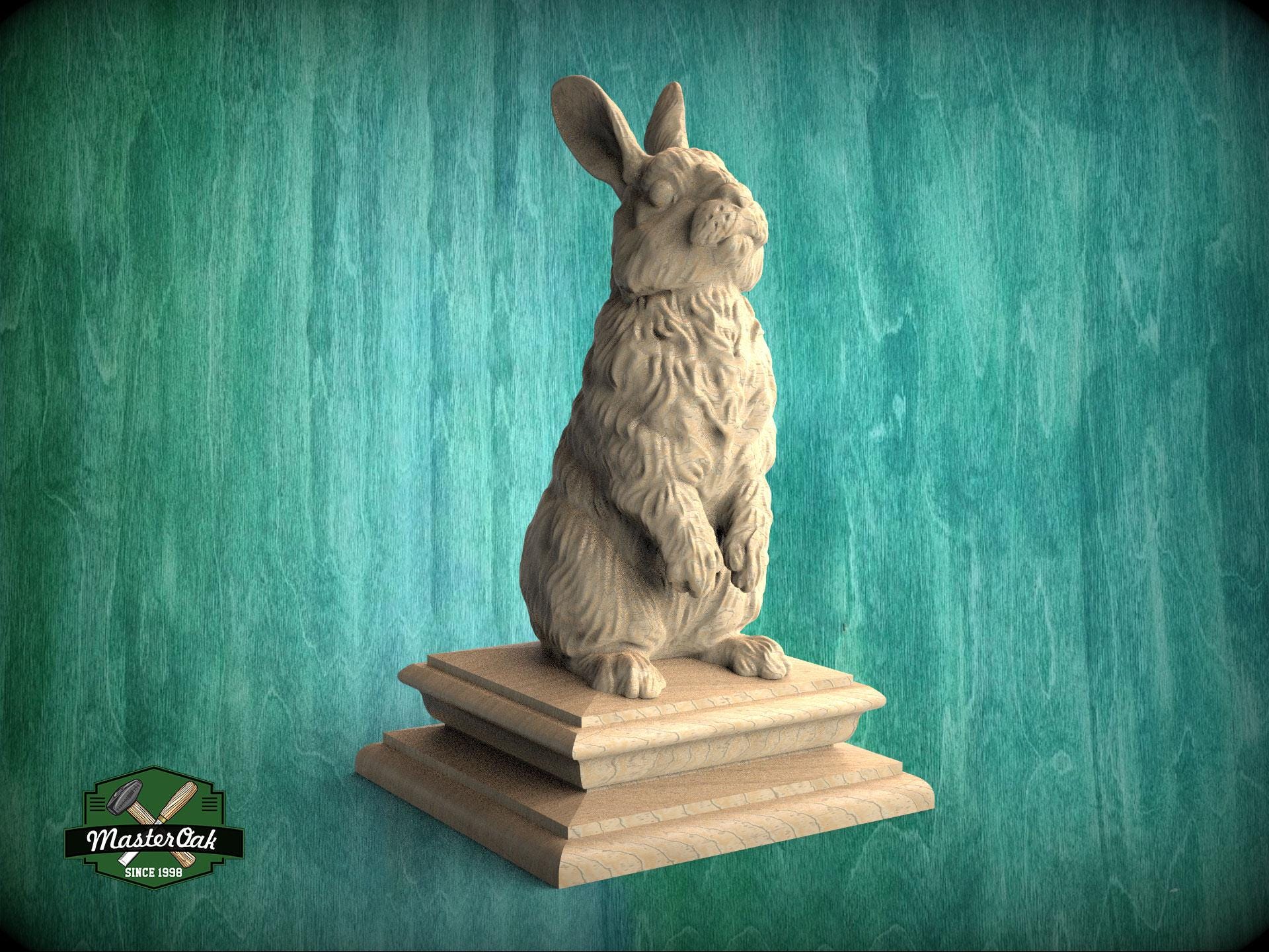 Rabbit Version #2 Wooden Finial for Staircase Newel Post, Rabbit Finial ...