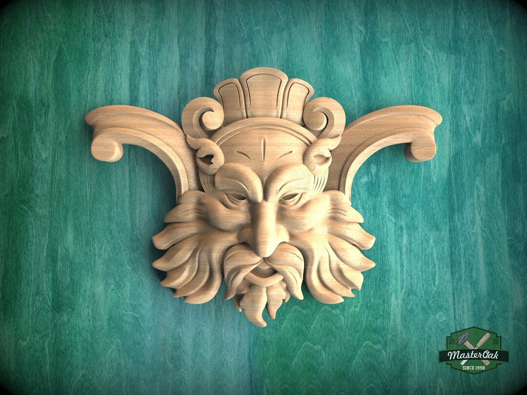 Green Man Wall Plaque, Wooden Face Onlay, Green Man of Wood, Wood Green ...