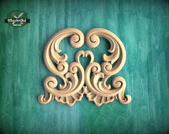 Decorative Scroll Applique, Symmetrical Wall Ornament, Classic Panel Decor