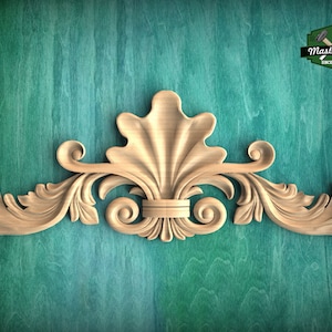 Versatile Acanthus Leaf Wood Onlay, Classic Carved Decor, Unpainted, 1pc, Home Wall Embellishments, Furniture Carving, Ornamental Woodwork