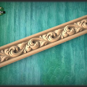 Baroque style floral moulding,  40" Ornate molding panel from oak, Carved wooden Baguette