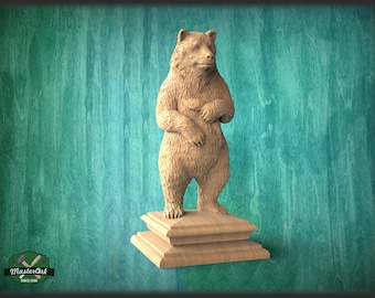 Bear Wooden Finial for Staircase Newel Post, Bear finial bed post, Bear statue of wood, Decorative Newel Post Cap Animal