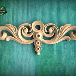 Scroll ornament with central motif – wooden carving for classic interiors