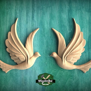 Pair of Doves Wooden Wall Decor, Unfinished Carved Birds, Wedding Doves, Symbol of Peace and Innocence,Pigeons, Holy Spirit Dove Church