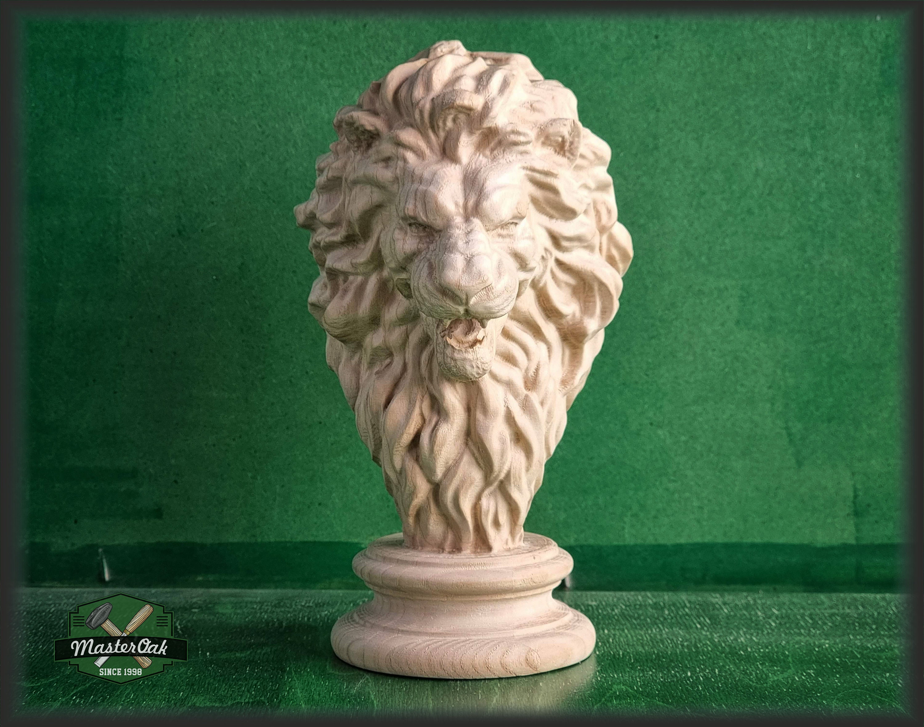 Lion Wooden Finial Lion Statue for Staircase Newel Post Lion Etsy