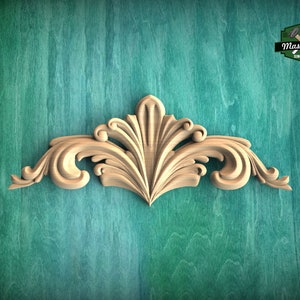 Acanthus Unpainted Wood Carved Embellishments Carved Wood Mantel Applique  Home Decoration Wood Carving Wood Overlay