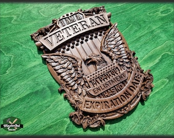 I am a veteran, carved panel of wood, Veterans day gift, American military