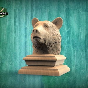 Black Bear Wooden Finial for Staircase Newel Post, Black Bear finial bed post, Black Bear statue of wood, Wooden Black Bear statue cap