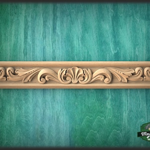 Moldura de madera ornamentada con hojas de acanto, panel de moldura ornamentada de roble de 40&quot;, baguette de madera tallada