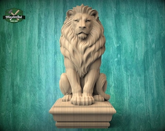 Carved Lion Wood Finial – Decorative Newel Post Top
