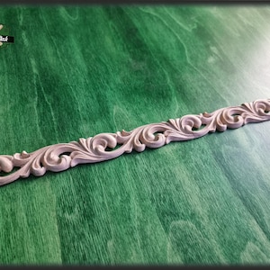 Ornamental Baroque Style Frieze Moulding, 40" Carved wooden Baguette, Carved timber unfinished wood trim moulding corner piece