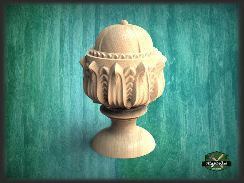 Hardwood Unpainted Classic Finial Staircase Newel Post Cap Etsy