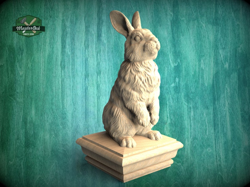 Rabbit Wooden Finial for Staircase Newel Post Rabbit Finial - Etsy