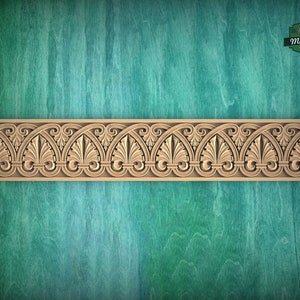 Rococo solid wood moulding with sea shells,  40&quot; classical wood cabinet moulding