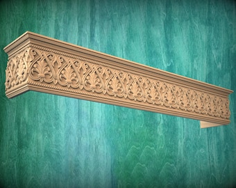 Wooden Window Pelmet, Cornice Board, Baroque Pelmet,  Antique classic carved curtain rod of wood pelmet