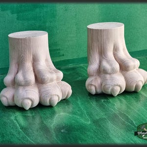 Patas de león de madera con garras, juego de 2 piezas, estilo clásico, patas barrocas, patas de madera, estilo Reina Ana