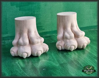 Lion Feet of Wood With Claws, Set 2 of pc, classic style feets, baroque legs, wooden feets, queen anne style