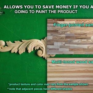 Carved Leaves Onlay, 1pc, Home Wall Embellishments, Furniture Carving, Applique furniture decor DIY Furniture Trim Supplies bed pediments image 7