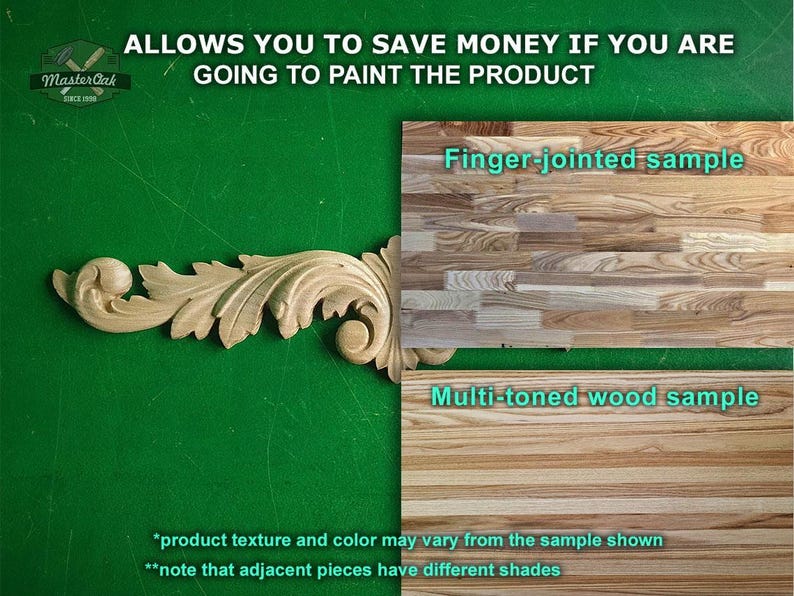 Carved Leaves Onlay, 1pc, Home Wall Embellishments, Furniture Carving, Applique furniture decor DIY Furniture Trim Supplies bed pediments image 7