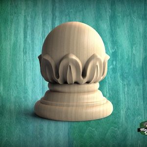 Geschnitzte Holzpfosten-Oberteile mit runder Basis, Treppenhaus-Pfostenkappe, Bett-Endkappen