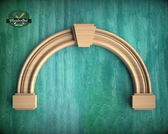 Modern Wooden Radius Trim - Architectural Carved Onlay for Arches, 1pc, Unpainted, Carved Onlay, Carved Wood Arch