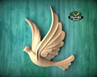 Left Facing Dove Wooden Wall Decor, Unfinished Carved Bird, Wedding Dove, Symbol of Peace and Innocence,Pigeon,Holy Spirit Dove Church