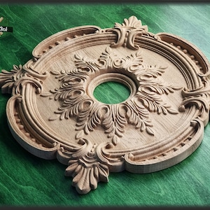 Round Architectural Applique Rosette Onlay Detailed Acanthus Ornamentation