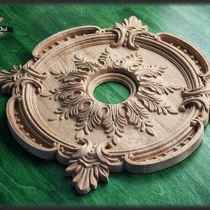 Round Architectural Applique Rosette Onlay Detailed Acanthus Ornamentation