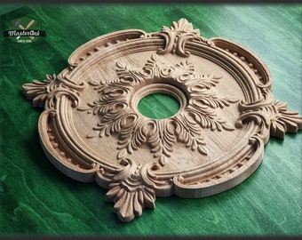 Round Architectural Applique Rosette Onlay Detailed Acanthus Ornamentation