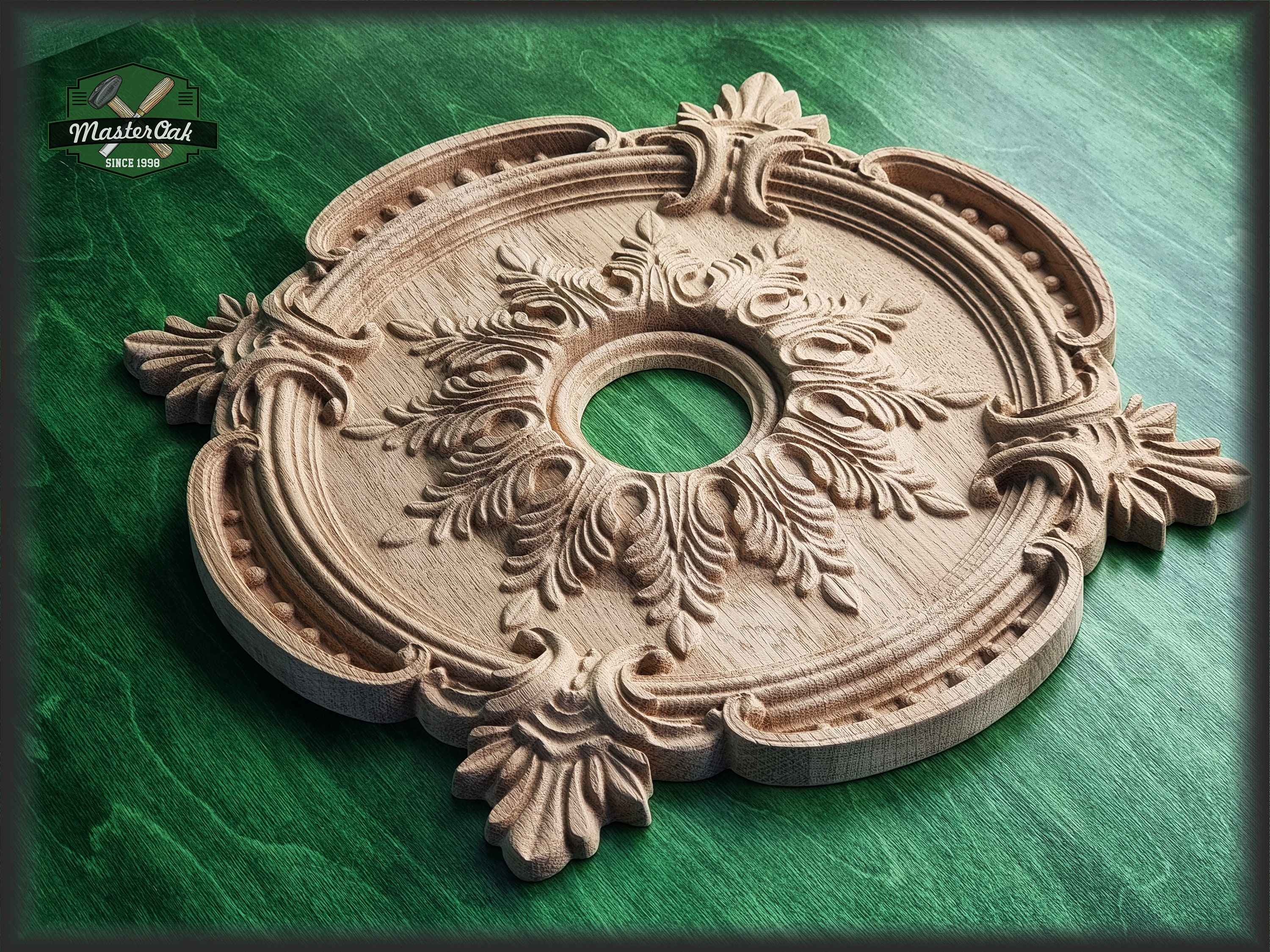 Runde architektonische Applikation Rosette Onlay detaillierte Akanthus Ornamentik