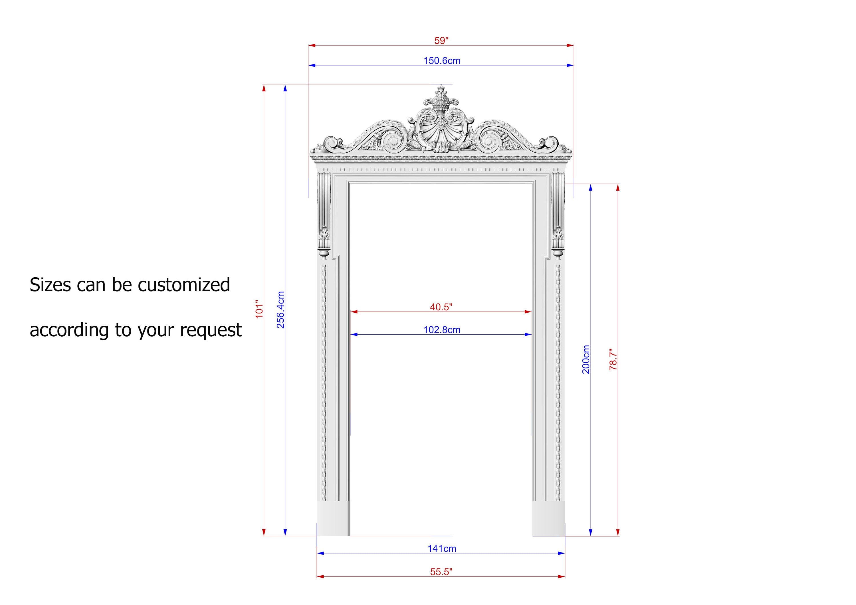 4 Applique In Legno Intagliato 20x5 Cm Non Verniciate - Quercia, Decorazioni Per Mobili, Porte, Stile Europeo