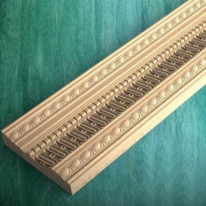 Elegante gesneden houten kroonlijst – Egg & Dart en gecanneleerd ontwerp, 40-inch symmetrisch ontwerp, 1 stuk, ongeverfd, gesneden stokbrood