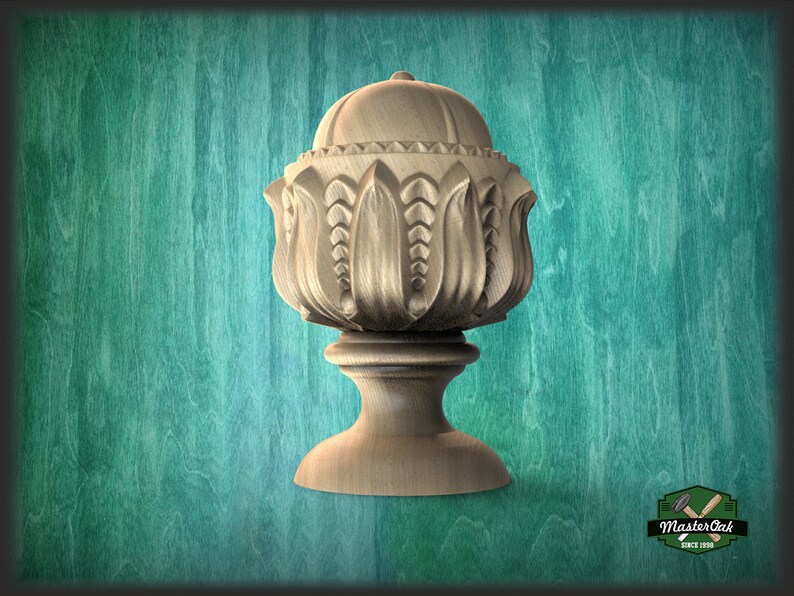 Hardwood Unpainted Classic Finial Staircase Newel Post Cap Etsy