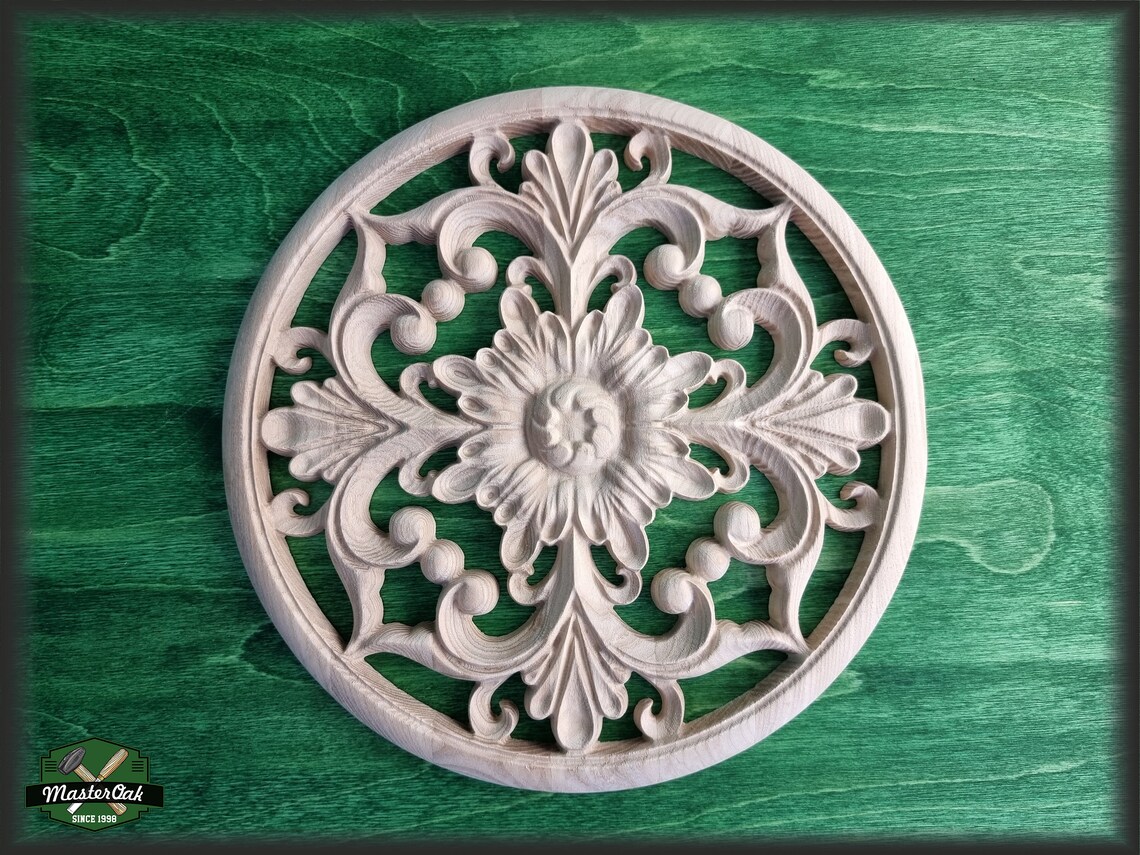 Ornate Carved Wood Medallion for 1 Piece Home Wall Etsy