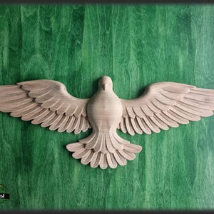 Decorazione murale in legno a forma di colomba volante, uccello intagliato non rifinito, colomba nuziale, simbolo di pace e innocenza, piccione, colomba dello Spirito Santo per la chiesa