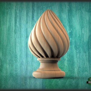 Decorative Twisted Wooden Finial, Staircase Newel Post Cap