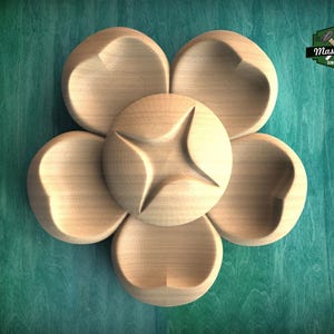 Sinfonía de luz de estrellas: Roseta de madera tallada, 1 pieza, sin pintar, adorno de pared para el hogar, molduras redondas de madera, decoración de pared de madera