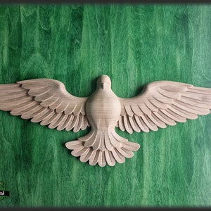 Flying Dove Wooden Wall Decor, Unfinished Carved Bird, Wedding Dove, Symbol of Peace and Innocence,Pigeon,Holy Spirit Dove Church