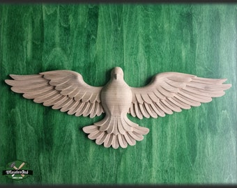 Flying Dove Wooden Wall Decor, Unfinished Carved Bird, Wedding Dove, Symbol of Peace and Innocence,Pigeon,Holy Spirit Dove Church