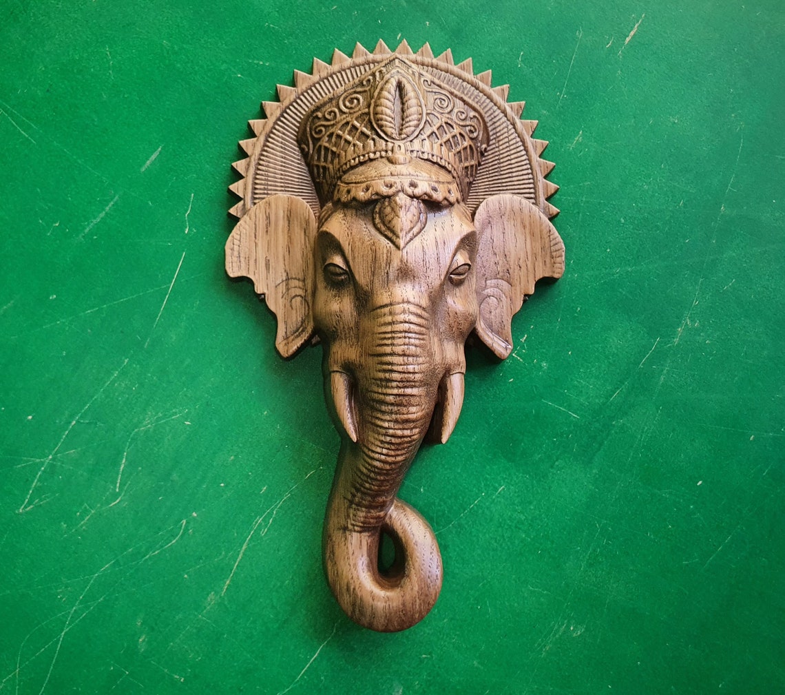 Wooden Lord Ganesha Head Wall Hanging ganesha Elephant Head Etsy