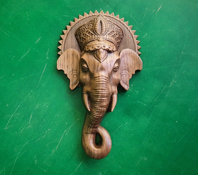 Wooden Lord Ganesha Head Wall Hanging ganesha Elephant Head Etsy